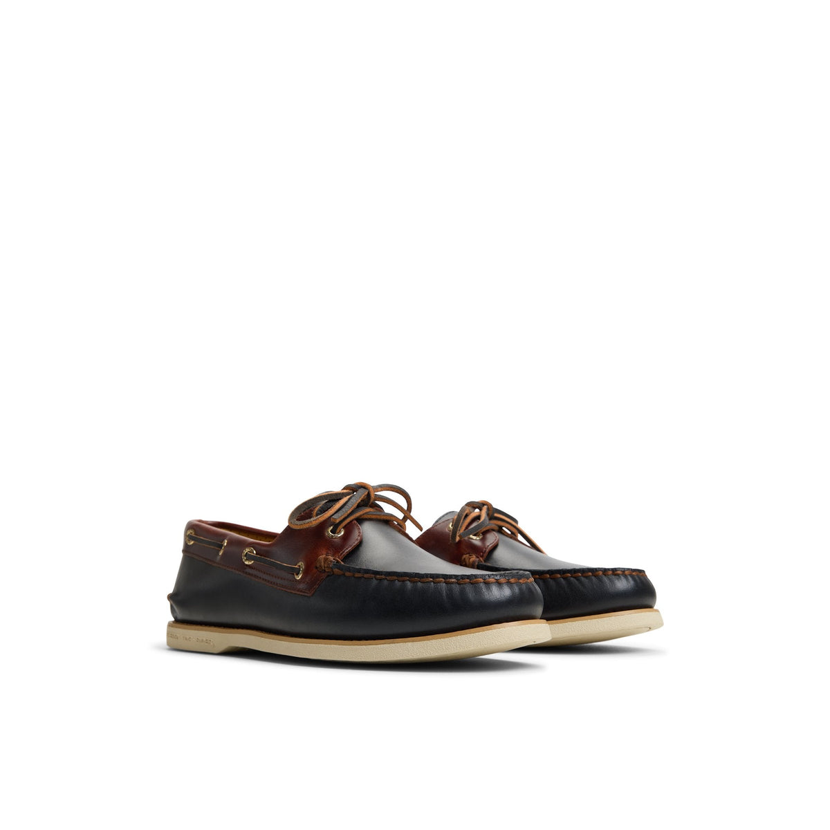 Sperry Signature - Gold Authentic Original™ 2-Eye Lite Boat Shoe Black Combo Men's Leather