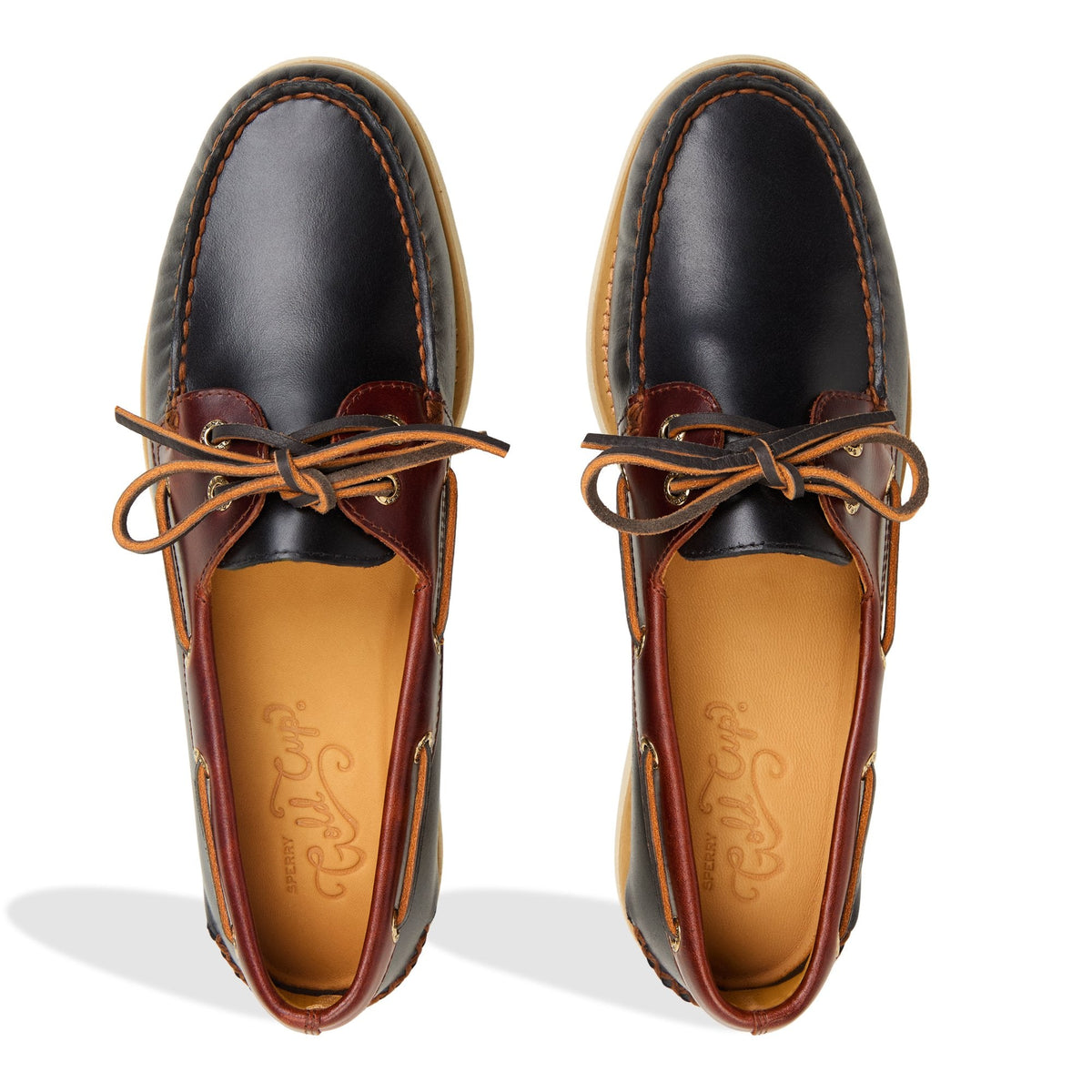 Sperry Signature - Gold Authentic Original™ 2-Eye Lite Boat Shoe Black Combo Men's Leather