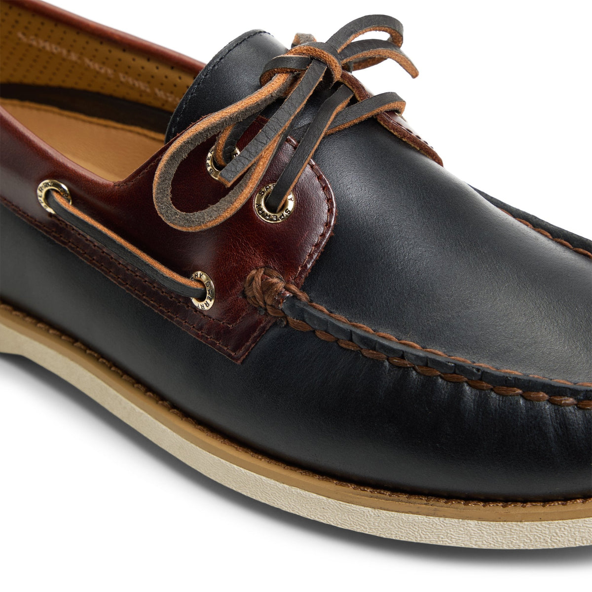 Sperry Signature - Gold Authentic Original™ 2-Eye Lite Boat Shoe Black Combo Men's Leather