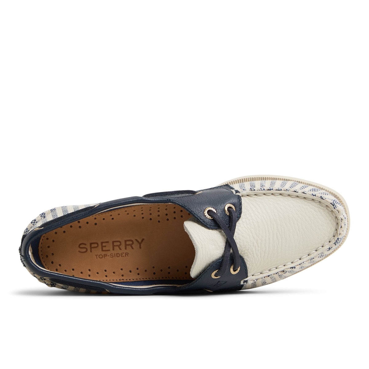 Sperry Featured - Authentic Original™ 2 Eye Boat Shoe White/Navy Women's Women