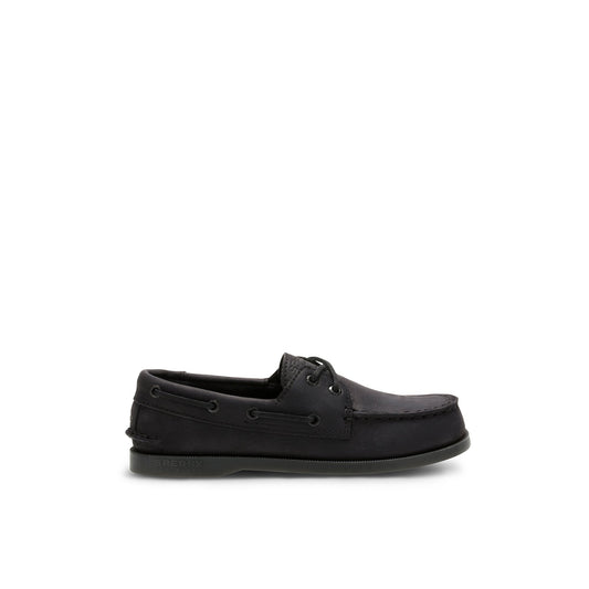 Sperry Best Seller - Aokleather Black Kids Boat Shoes
