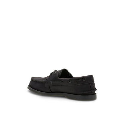 Sperry Best Seller - Aokleather Black Kids Boat Shoes