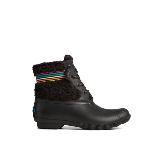 Sperry Essential - Saltwater™ Rainbow Sherpa Duck Boot Black