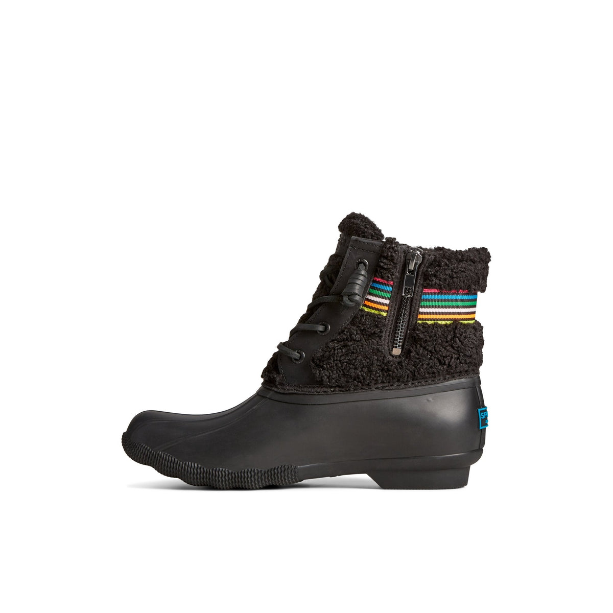 Sperry Essential - Saltwater™ Rainbow Sherpa Duck Boot Black