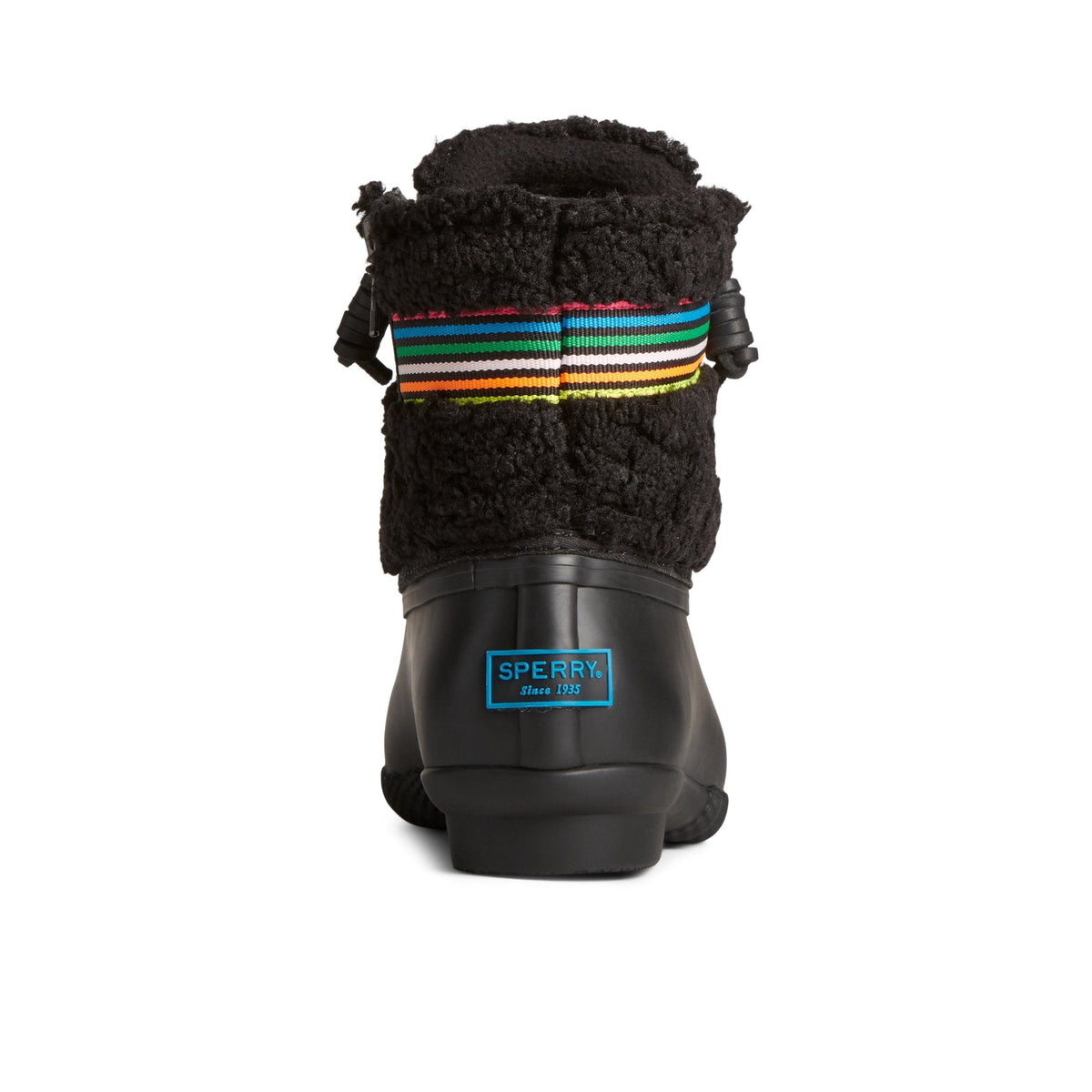 Sperry Essential - Saltwater™ Rainbow Sherpa Duck Boot Black