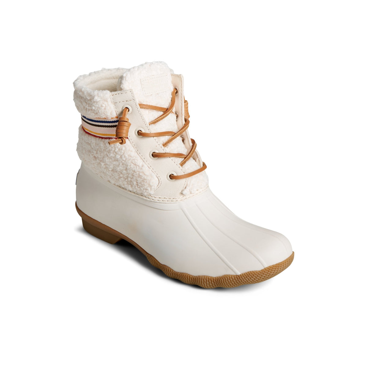 Sperry Great Value - Saltwater™ Rainbow Sherpa Duck Boot Bone